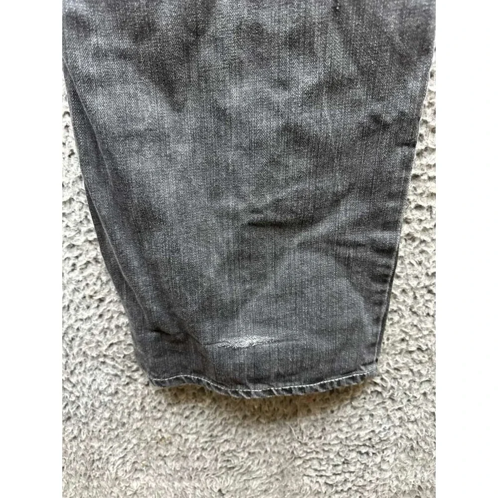 True Religion Ricky Relaxed Straight Distressed Denim Jeans Black Mens Size 38